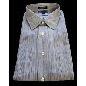 NEW JOHN CLARENDON MENS SHIRT 16 1/2 .34/35 BLUE WHITE STRIP 100% COTTON TWO PLY